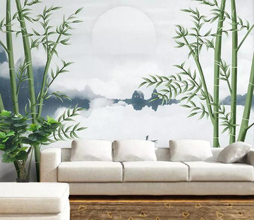 3D Bamboo Leaves 1345 Wall Murals Wallpaper AJ Wallpaper 2 