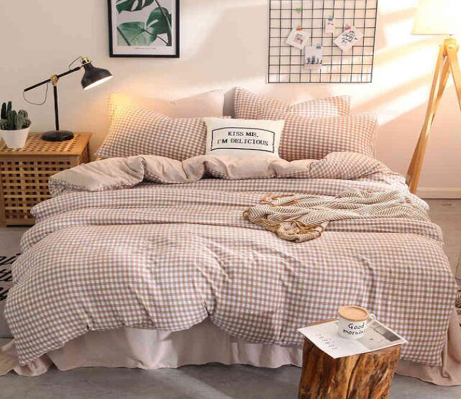 3D Flesh Pink Lattice 7007 Bed Pillowcases Quilt