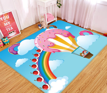 3D Rainbow Hot Air Balloon 77011 Non Slip Rug Mat