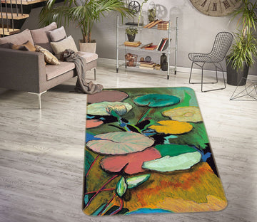 3D Painting Lotus Leaf 3042 Allan P. Friedlander Rug Non Slip Rug Mat Mat AJ Creativity Home 