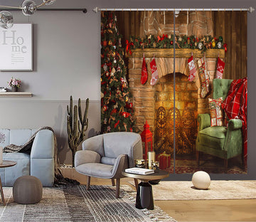 3D Sofa Fireplace 52038 Christmas Curtains Drapes Xmas