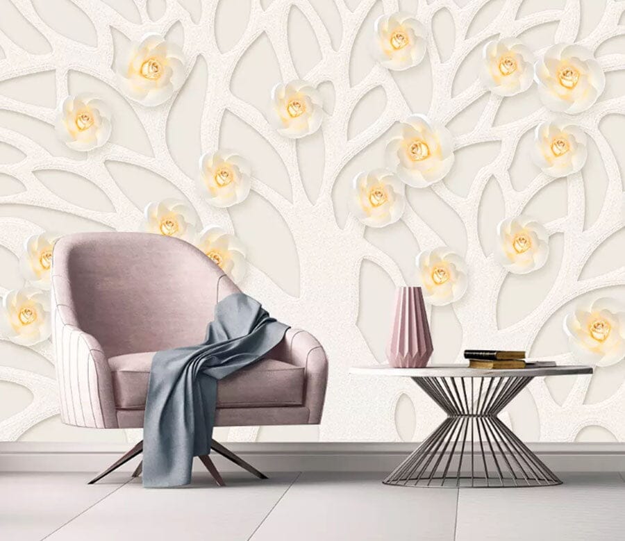 3D Yellow Flowers 2152 Wall Murals Wallpaper AJ Wallpaper 2 