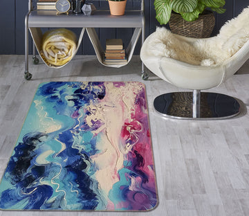 3D Blue Red Pattern 27161 Non Slip Rug Mat