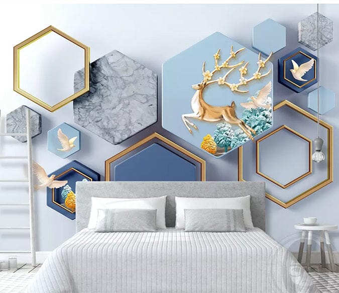 3D Deer Rhombus 1940 Wall Murals Wallpaper AJ Wallpaper 2 