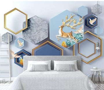 3D Deer Rhombus 1940 Wall Murals Wallpaper AJ Wallpaper 2 