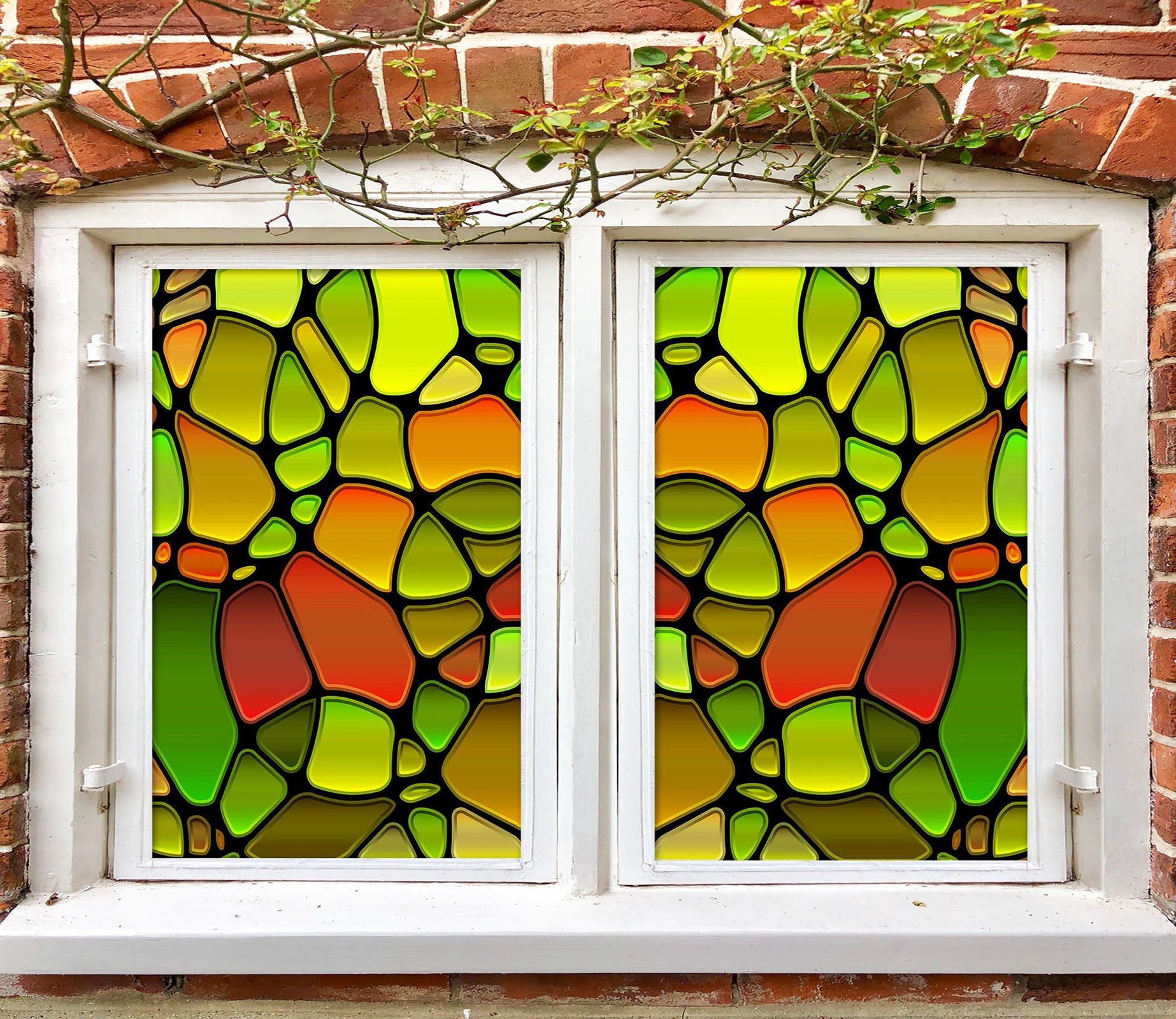 3D Irregular Round 460 Window Film Print Sticker Cling Stained Glass UV Block