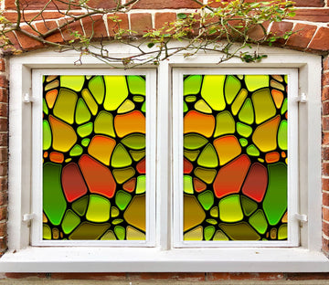 3D Irregular Round 460 Window Film Print Sticker Cling Stained Glass UV Block