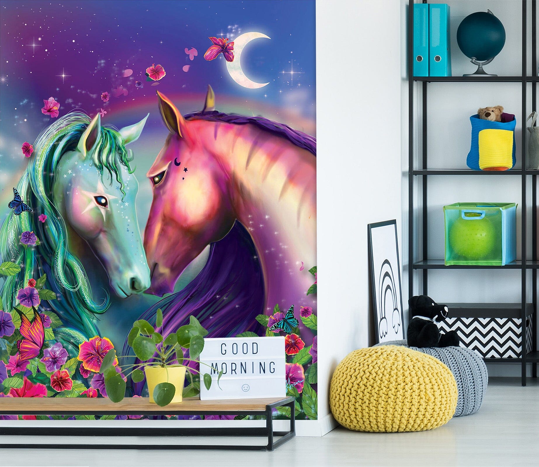 3D Two Horses 1424 Rose Catherine Khan Wall Mural Wall Murals Wallpaper AJ Wallpaper 2 