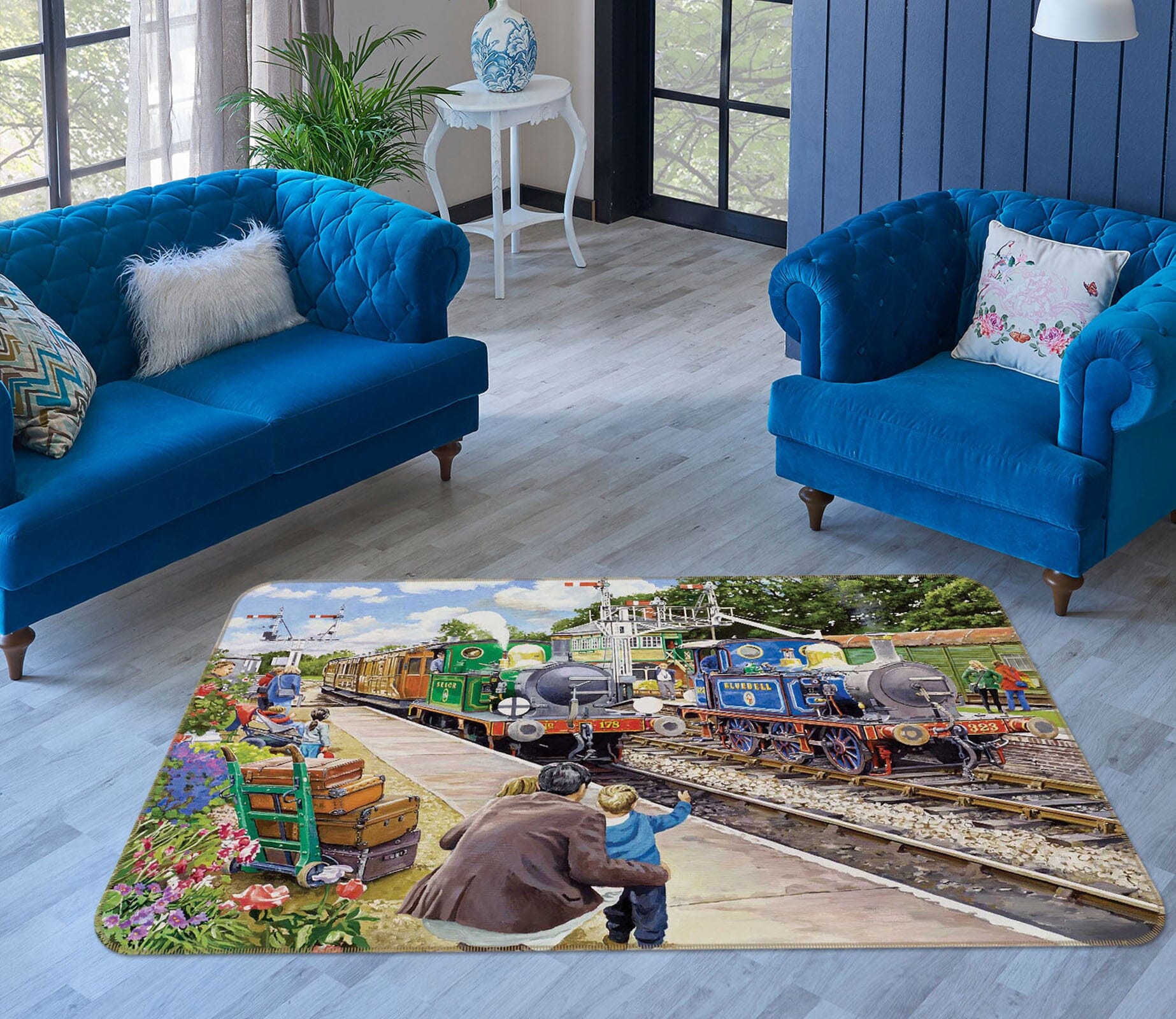 3D The Bluebell Railway 1107 Trevor Mitchell Rug Non Slip Rug Mat Mat AJ Creativity Home 