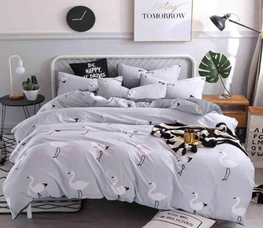 3D Gray Swan 7013 Bed Pillowcases Quilt