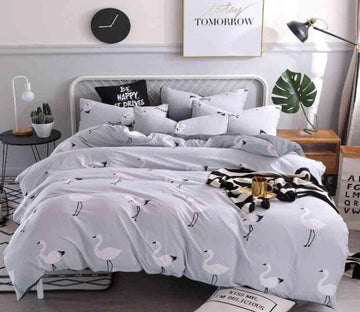 3D Gray Swan 7013 Bed Pillowcases Quilt