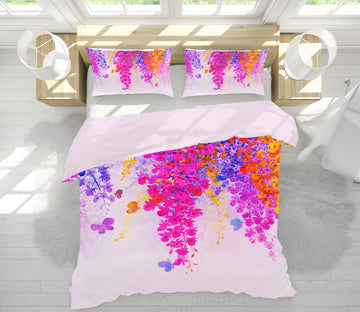 3D Pink Purple Flower 60122 Bed Pillowcases Quilt
