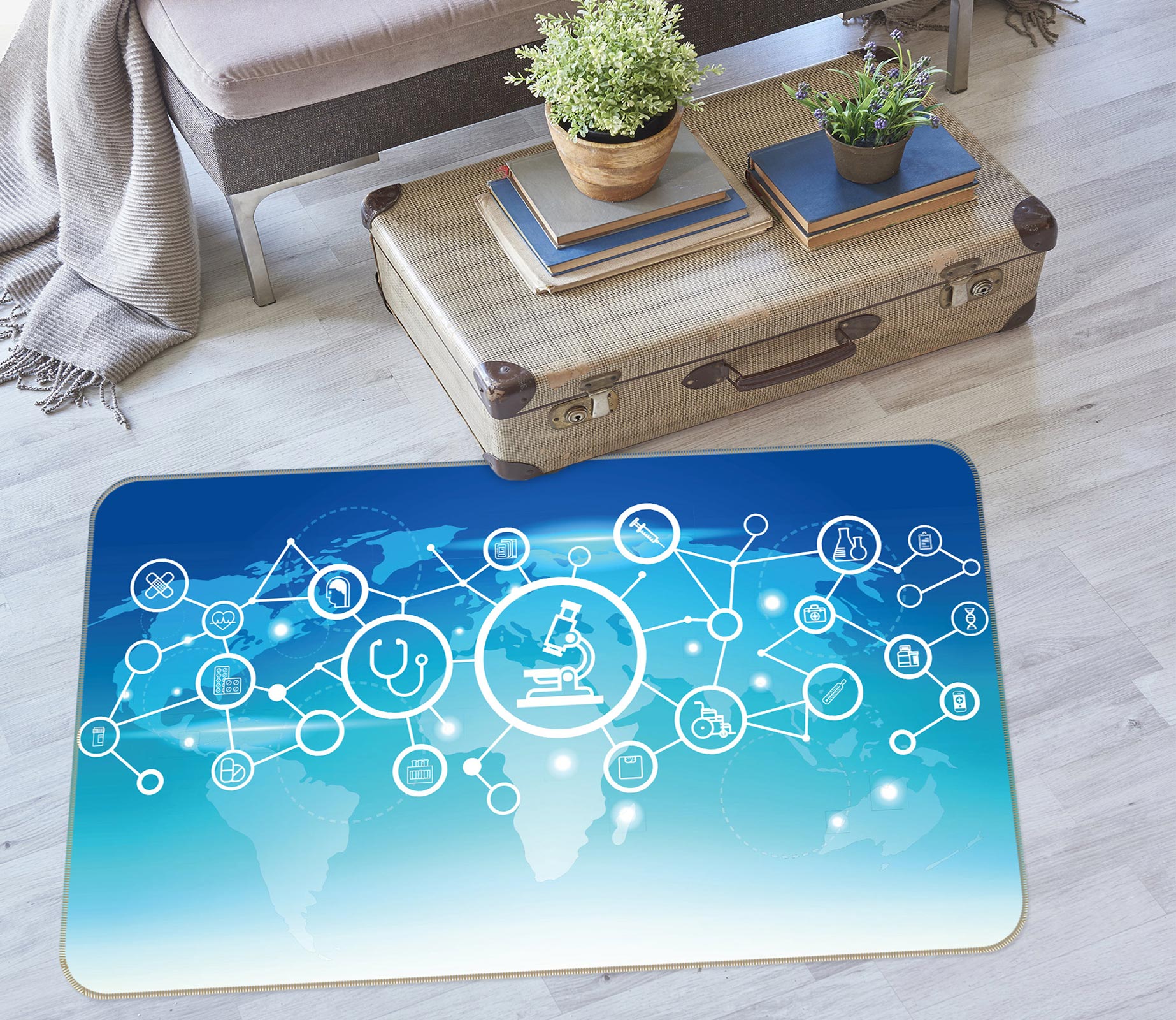 3D Circle Pattern 77192 Non Slip Rug Mat