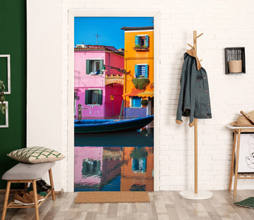 3D Boat Colored Houses 12225 Marco Carmassi Door Mural