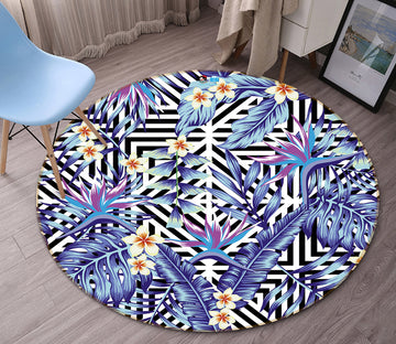3D Flower Pattern 81062 Round Non Slip Rug Mat