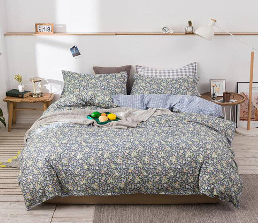 3D Grey Floral 13006 Bed Pillowcases Quilt