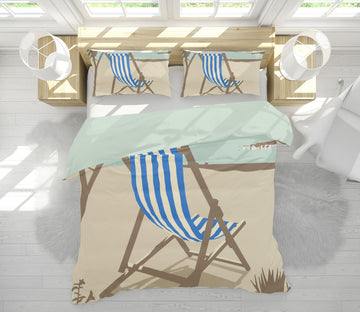 3D Bournemouth Blue Deckchair 2004 Steve Read Bedding Bed Pillowcases Quilt Quiet Covers AJ Creativity Home 