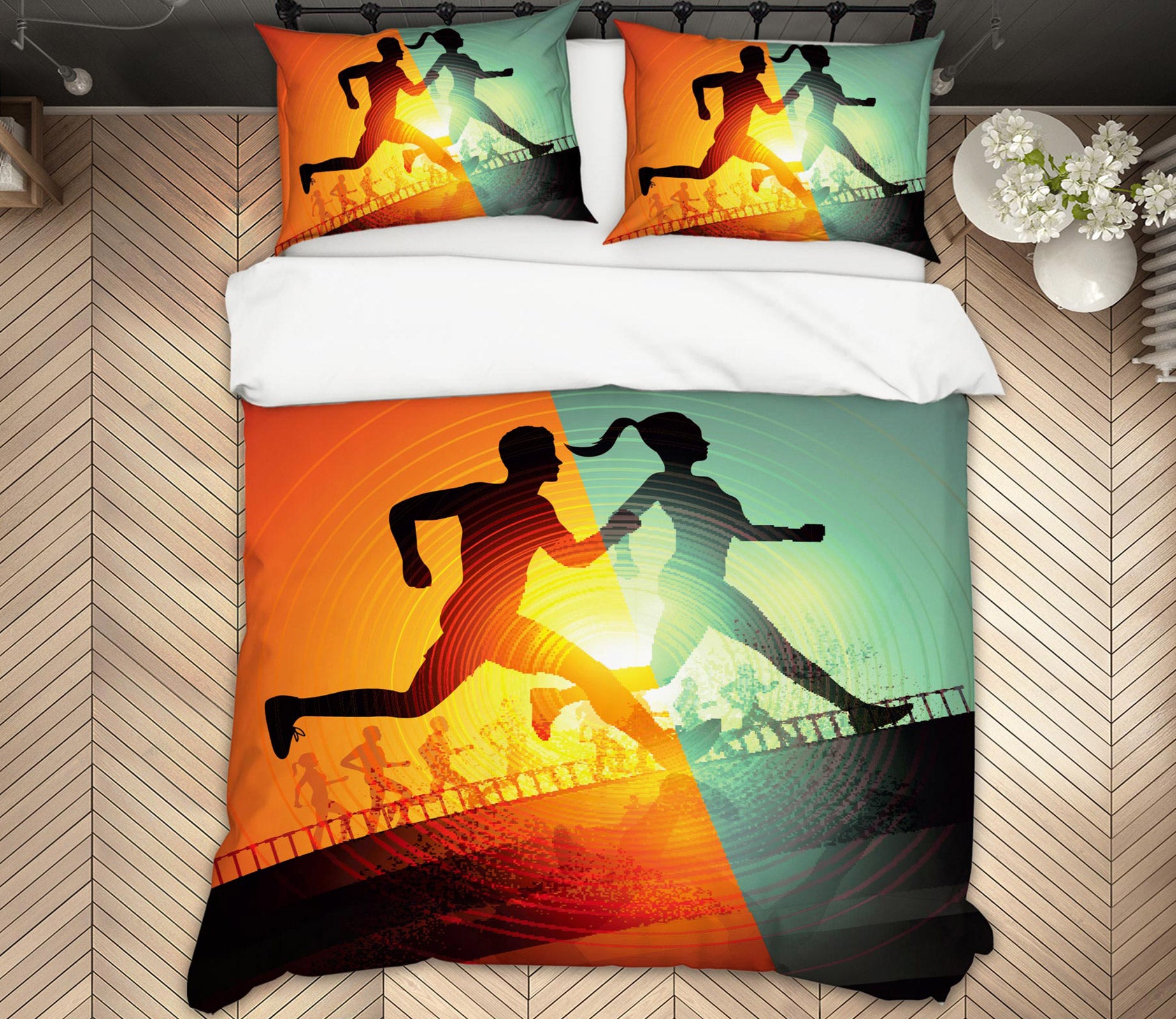 3D Run 14137 Bed Pillowcases Quilt