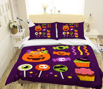 3D Pumpkin Lollipop 1216 Halloween Bed Pillowcases Quilt Quiet Covers AJ Creativity Home 