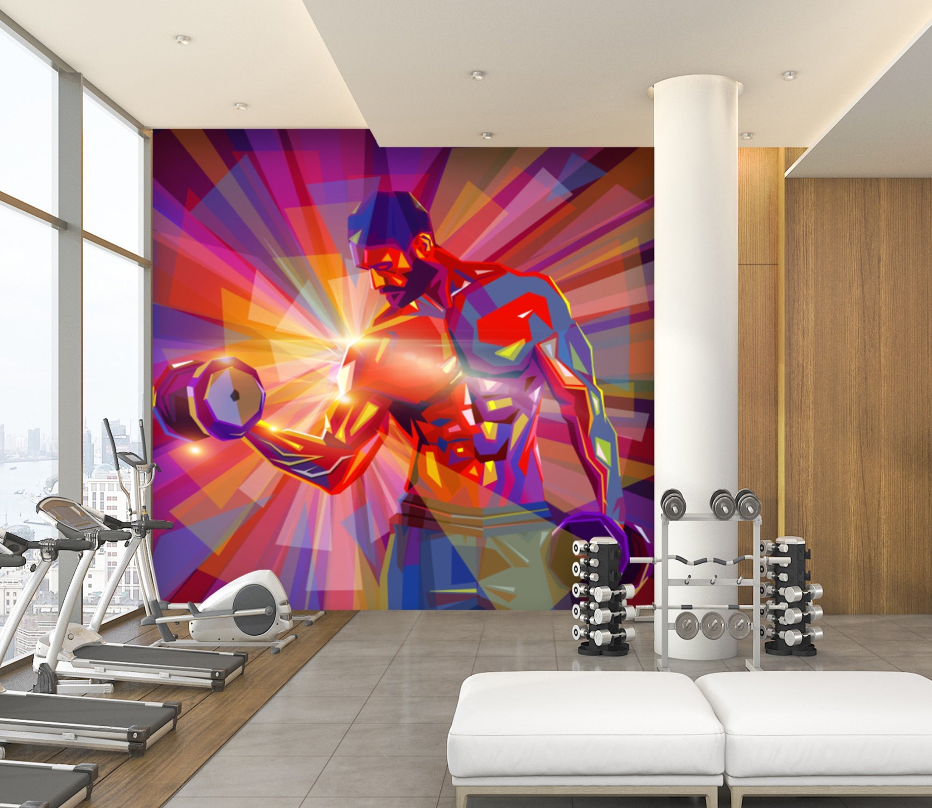 3D Dumbbell Abdominal Muscle 054 Wall Murals Wallpaper AJ Wallpaper 2 