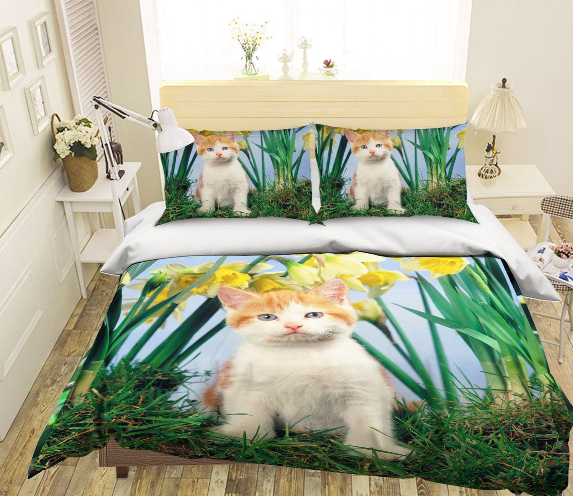 3D Cat Chrysanthemum 1903 Bed Pillowcases Quilt Quiet Covers AJ Creativity Home 