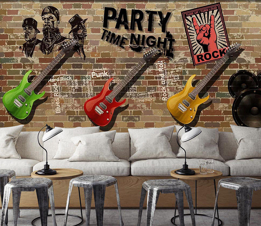 3D Color Guitar Wall WC683 Wall Murals
