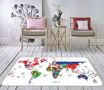 3D Vibrant Colors 290 World Map Non Slip Rug Mat Mat AJ Creativity Home 