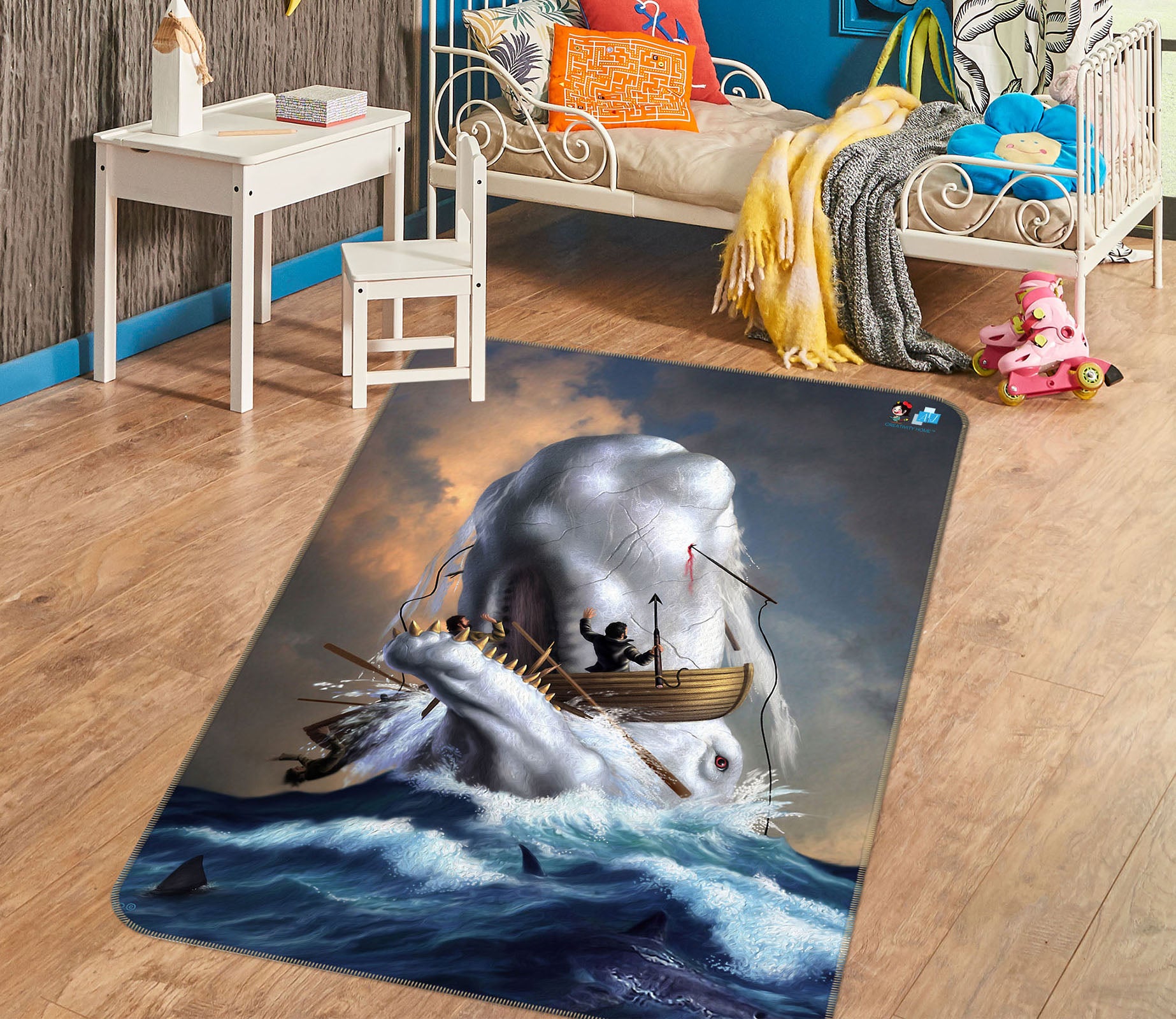 3D Sea Wave Boat 85095 Jerry LoFaro Rug Non Slip Rug Mat