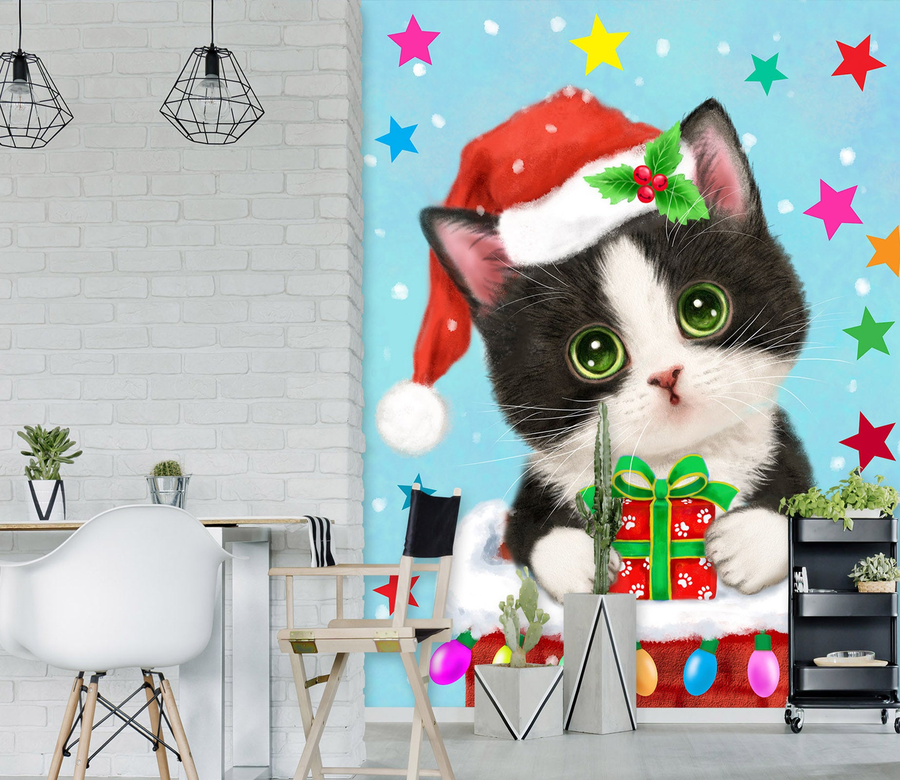 3D Christmas Cat Star 5497 Kayomi Harai Wall Mural Wall Murals