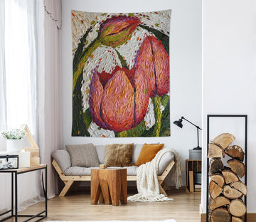 3D Pink Flower Bud 11829 Dena Tollefson Tapestry Hanging Cloth Hang