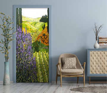 3D Green Field Purple Flowers 9317 Allan P. Friedlander Door Mural