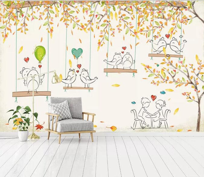 3D Birdie Kiss 1459 Wall Murals Wallpaper AJ Wallpaper 2 