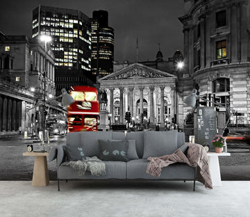 3D Night City Bus 179 Vehicle Wall Murals