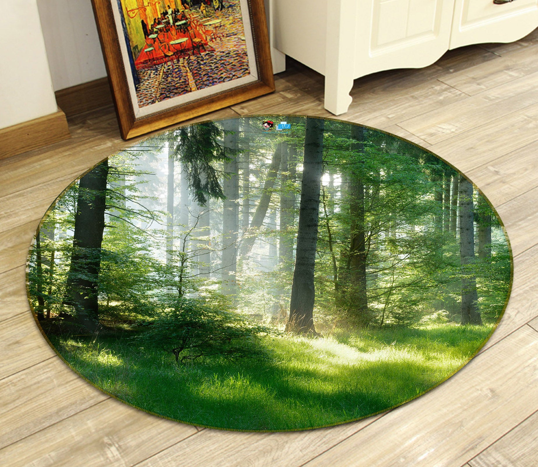 3D Woods Forest 74178 Round Non Slip Rug Mat