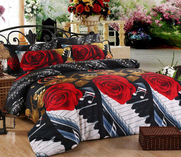 3D Piano Rose 1171 Bed Pillowcases Quilt