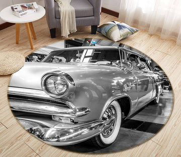 3D Black White Car 74182 Round Non Slip Rug Mat