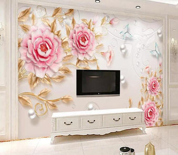 3D Pink Flowers 053 Wall Murals Wallpaper AJ Wallpaper 2 