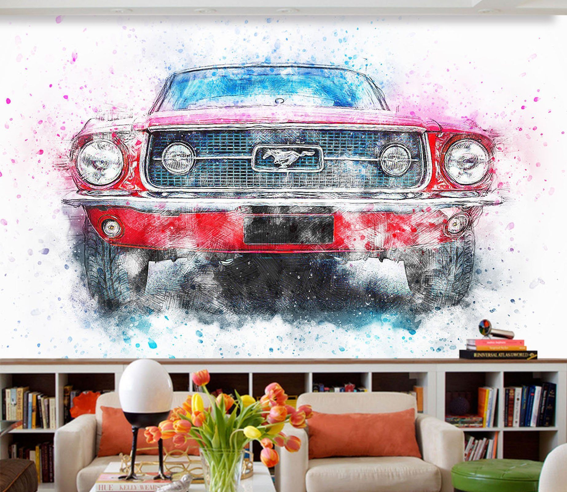 3D Foggy Car Light 951 Vehicle Wall Murals Wallpaper AJ Wallpaper 2 