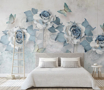 3D Blue Flowers WG007 Wall Murals Wallpaper AJ Wallpaper 2 