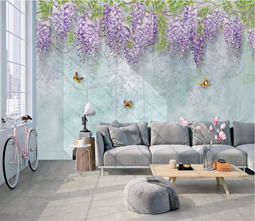 3D Purple Flowers 1567 Wall Murals Wallpaper AJ Wallpaper 2 