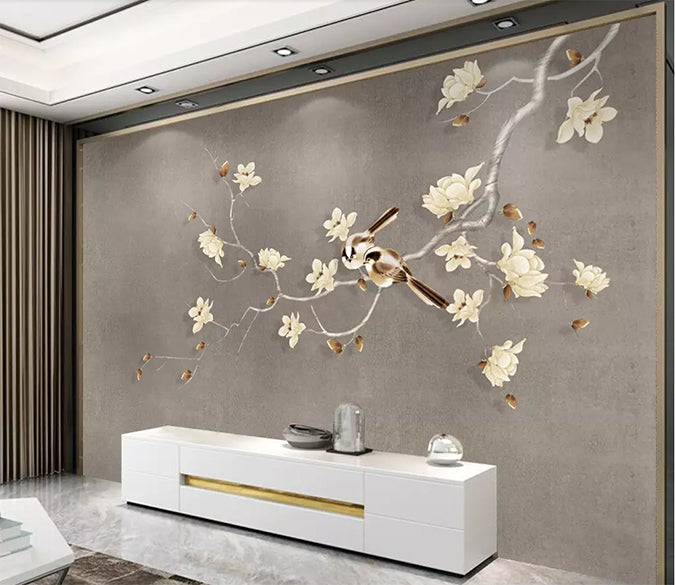 3D White Flowers 1762 Wall Murals Wallpaper AJ Wallpaper 2 