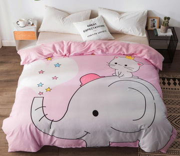 3D Cartoon Elephant 3018 Bed Pillowcases Quilt