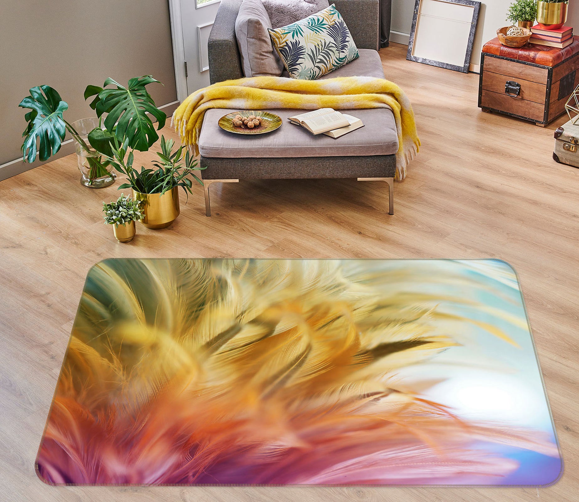 3D Hairy Leaves 30052 Non Slip Rug Mat