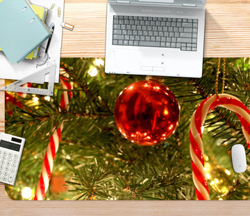 3D Candy Cane Red Ball 51225 Christmas Desk Mat Xmas