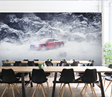 3D White Snow Car 191 Vehicle Wall Murals