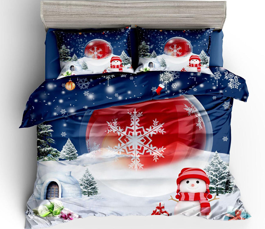 3D Snowman Red Ball 46069 Christmas Quilt Duvet Cover Xmas Bed Pillowcases