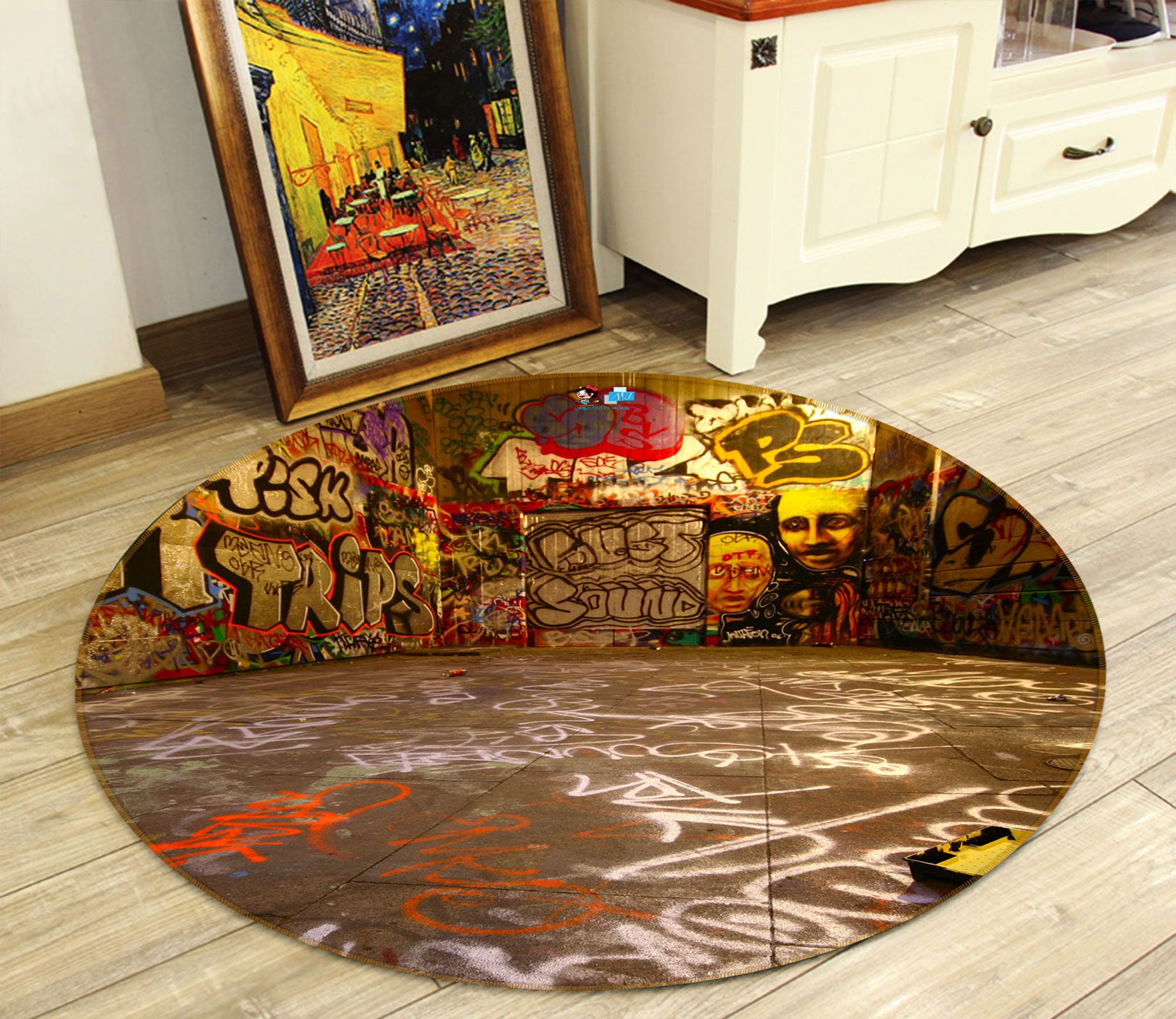 3D Wall Graffiti 81003 Round Non Slip Rug Mat