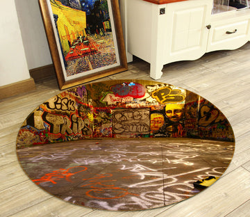 3D Wall Graffiti 81003 Round Non Slip Rug Mat