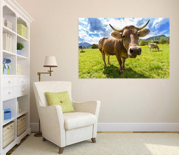 3D Prairie Cow Head 33 Animal Wall Stickers Wallpaper AJ Wallpaper 2 