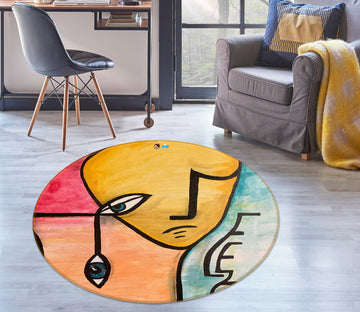 3D Eye Caricature 8242 Jacqueline Reynoso Rug Round Non Slip Rug Mat